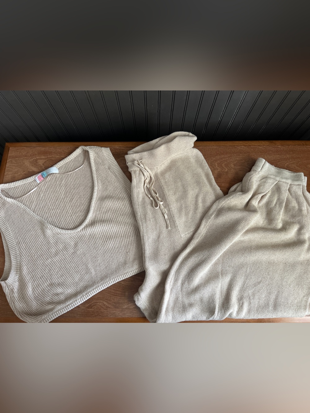 FP Movement by Free People Cream Off-Shoulder Knit Sweater Set